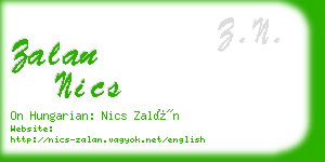 zalan nics business card